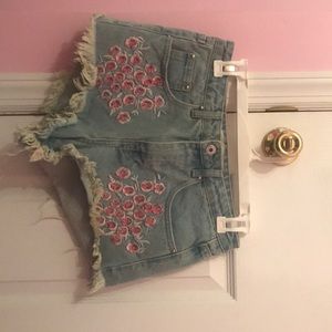 floral embroidered shorts